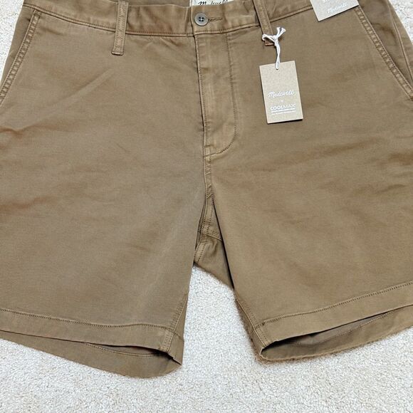 NWT Madewell Chino Shorts Men 35 Khaki Beige Coolmax Stretch Flex 7" Inseam 35x7 - Picture 3 of 11